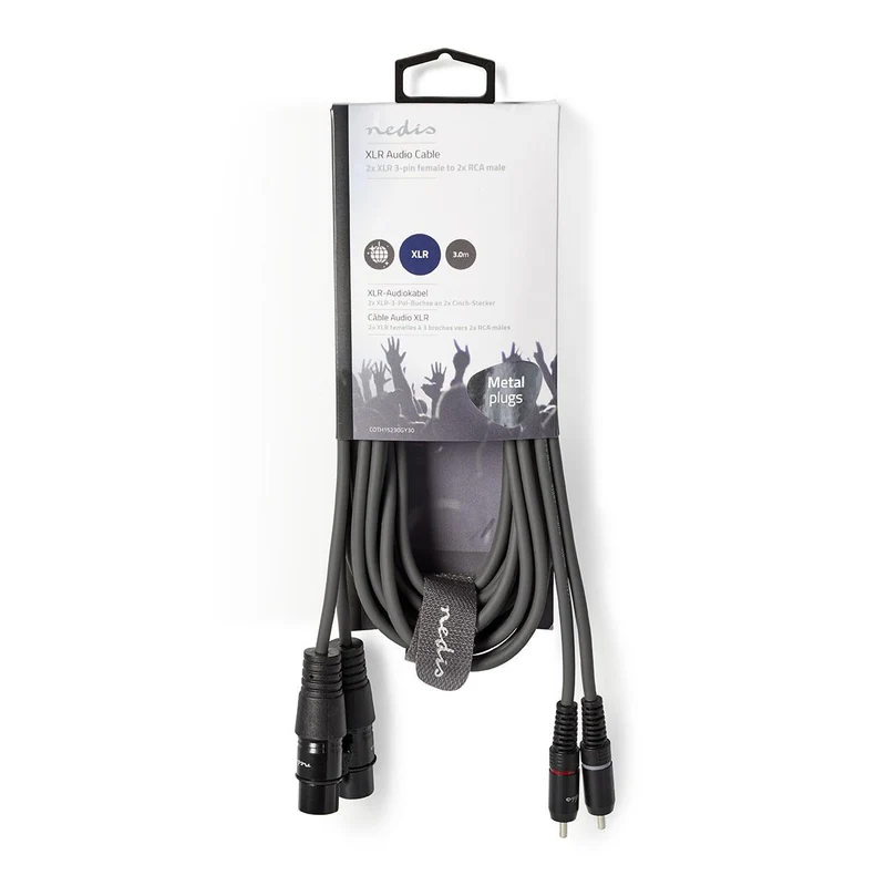 Gebalanceerde Audiokabel 2x XLR 3-Pins Female - 2x RCA Male - Vernikkeld
