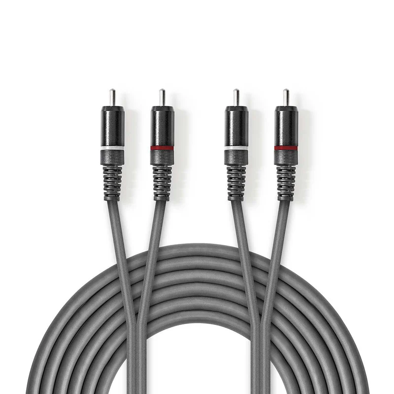 Stereo-Audiokabel 2x RCA Male - 2x RCA Male - Vernikkeld