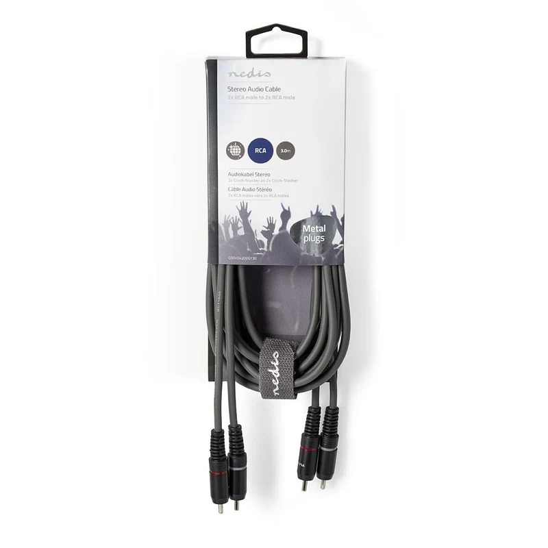 Stereo-Audiokabel 2x RCA Male - 2x RCA Male - Vernikkeld