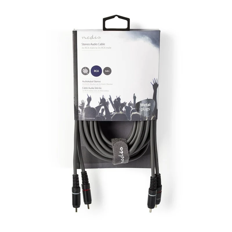 Stereo-Audiokabel 2x RCA Male - 2x RCA Male - Vernikkeld
