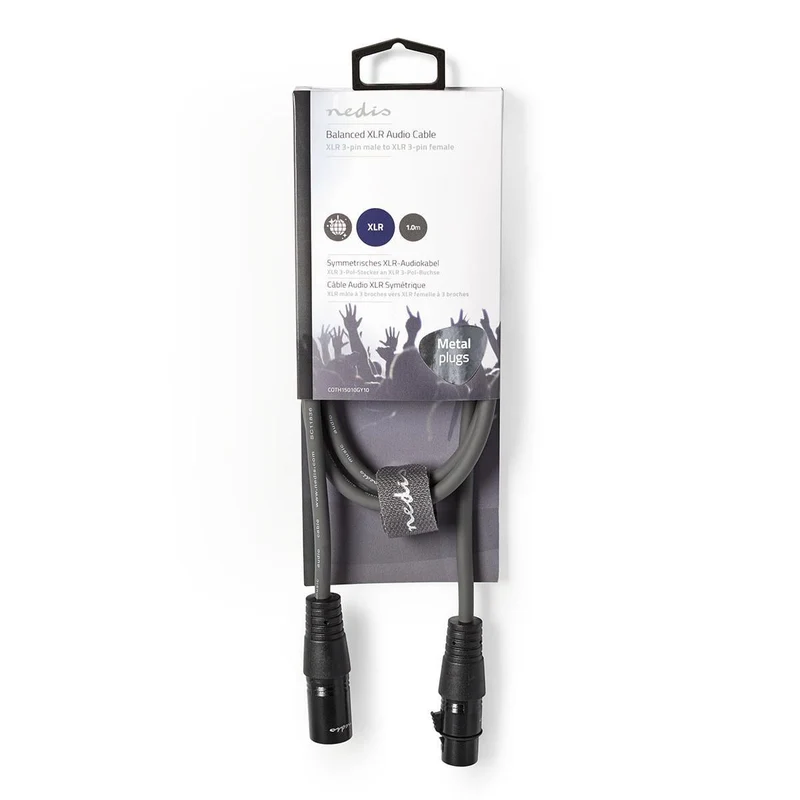 Gebalanceerde Audiokabel XLR 3-Pins Male - XLR 3-Pins Female - Vernikkeld