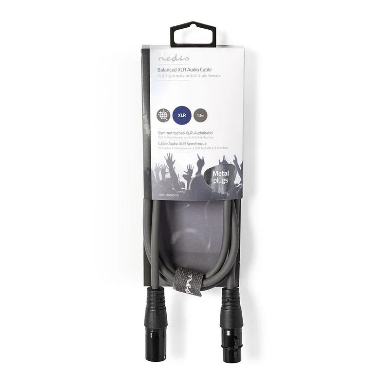 Gebalanceerde Audiokabel XLR 3-Pins Male - XLR 3-Pins Female - Vernikkeld