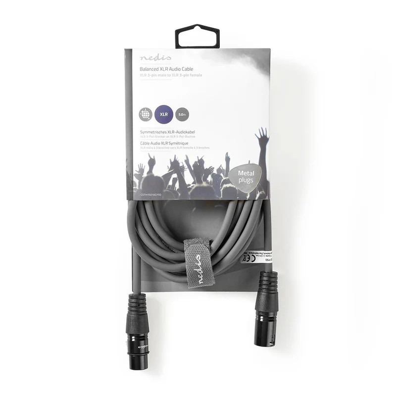 Gebalanceerde Audiokabel XLR 3-Pins Male - XLR 3-Pins Female - Vernikkeld