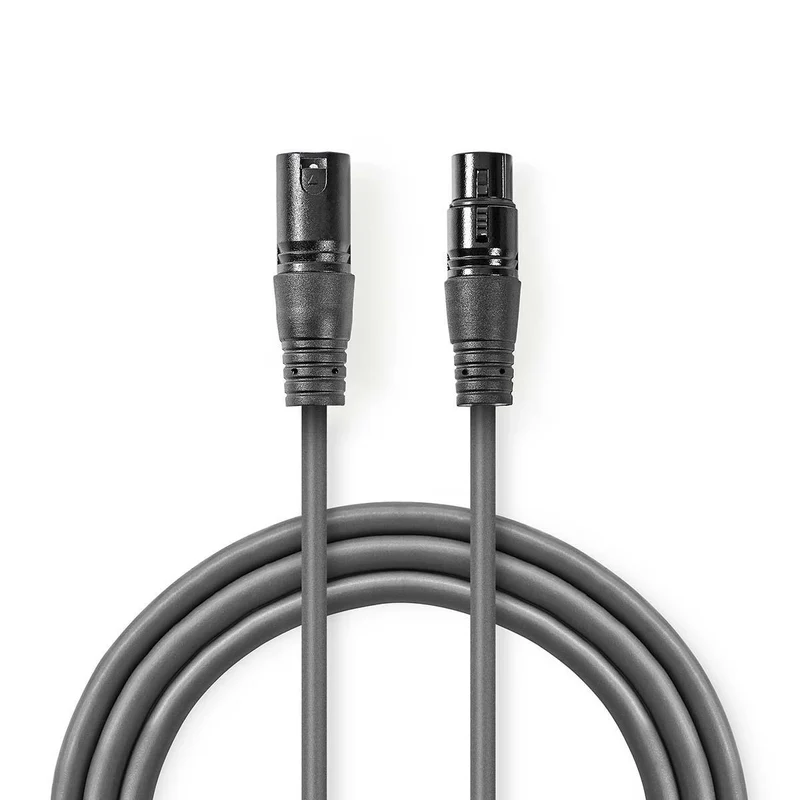 Gebalanceerde Audiokabel XLR 3-Pins Male - XLR 3-Pins Female - Vernikkeld
