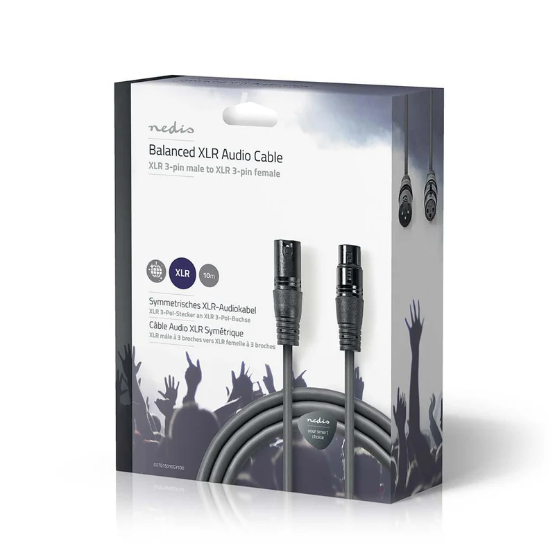 Gebalanceerde Audiokabel XLR 3-Pins Male - XLR 3-Pins Female - Vernikkeld