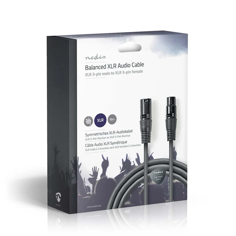 Gebalanceerde Audiokabel XLR 3-Pins Male - XLR 3-Pins Female - Vernikkeld