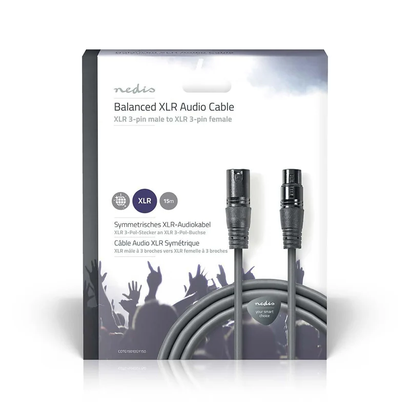 Gebalanceerde Audiokabel XLR 3-Pins Male - XLR 3-Pins Female - Vernikkeld
