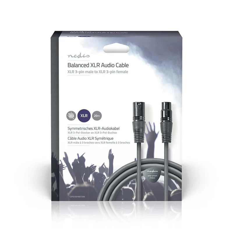 Gebalanceerde Audiokabel XLR 3-Pins Male - XLR 3-Pins Female - Vernikkeld