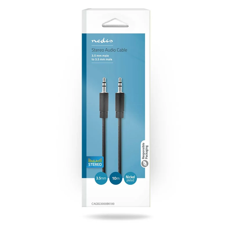 Stereo-Audiokabel 3,5 mm Male - 3,5 mm Male - Vernikkeld