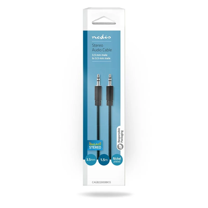 Stereo-Audiokabel 3,5 mm Male - 3,5 mm Male - Vernikkeld