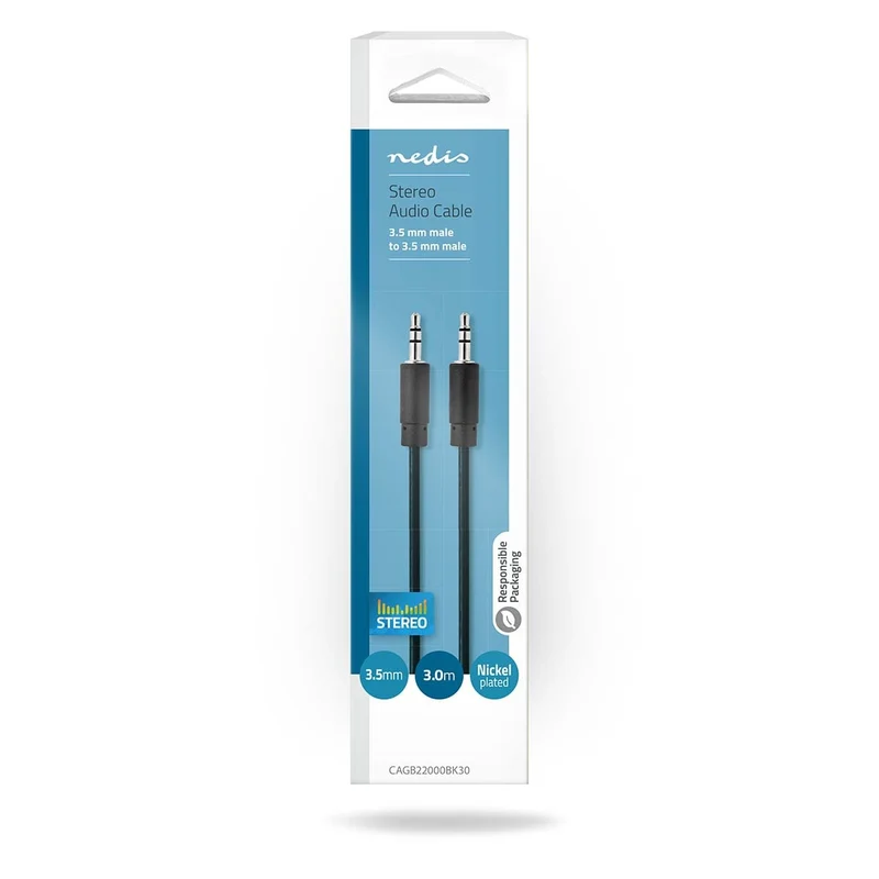 Stereo-Audiokabel 3,5 mm Male - 3,5 mm Male - Vernikkeld
