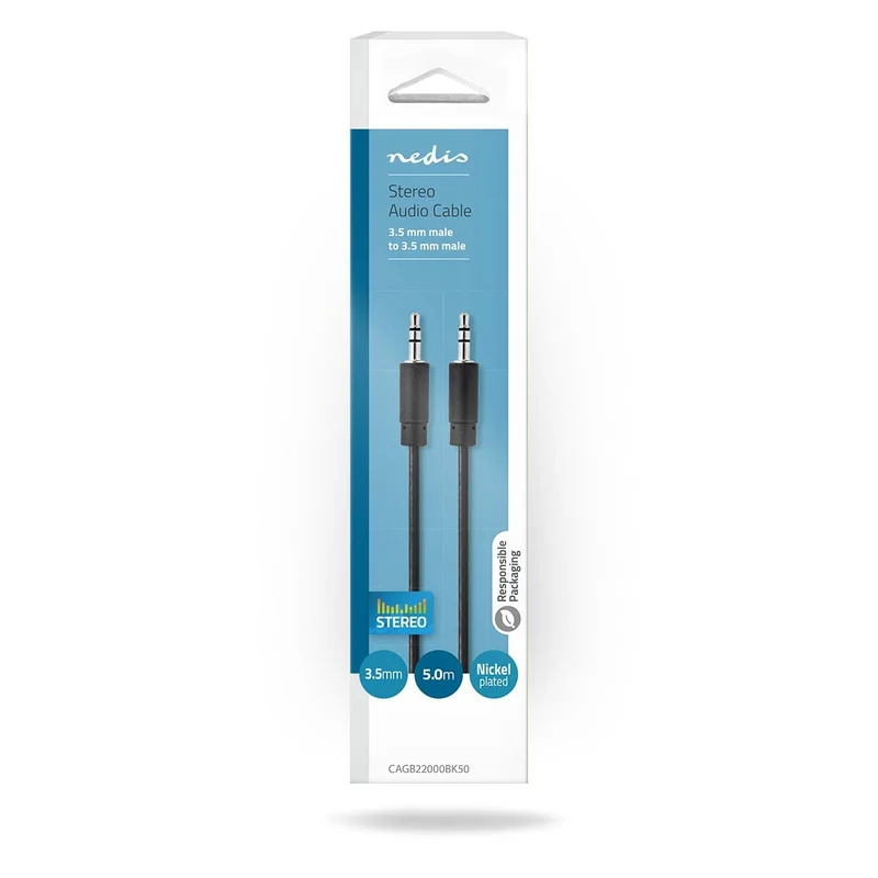 Stereo-Audiokabel 3,5 mm Male - 3,5 mm Male - Vernikkeld
