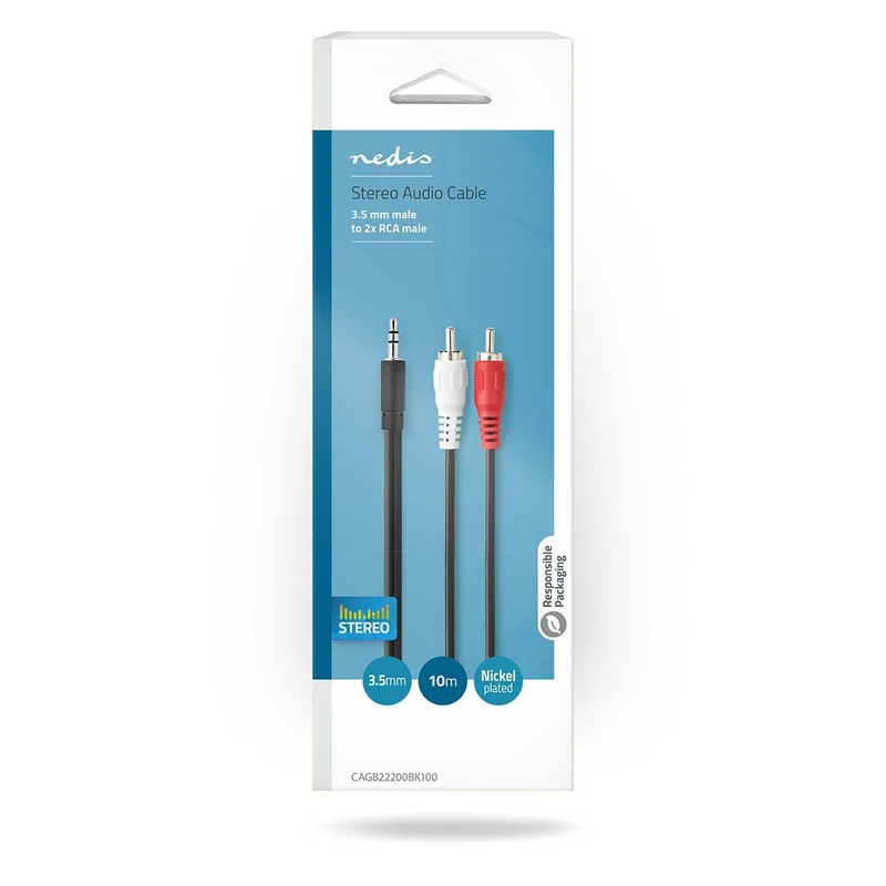 Stereo-Audiokabel 3,5 mm Male - 2x RCA Male - Vernikkeld