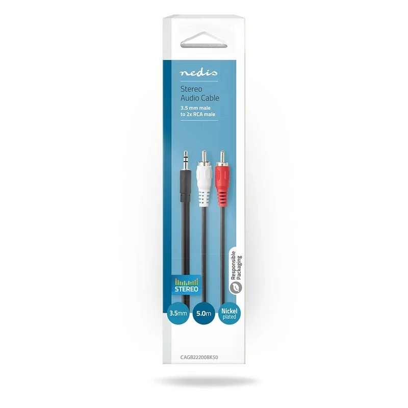 Stereo-Audiokabel 3,5 mm Male - 2x RCA Male - Vernikkeld