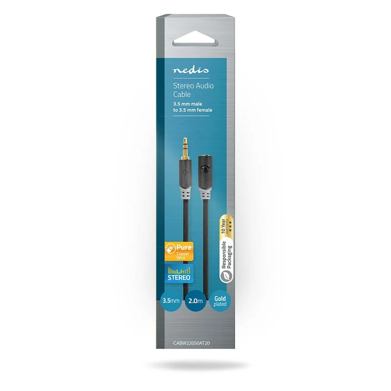 Stereo-Audiokabel 3,5 mm Male - 3,5 mm Female - Verguld