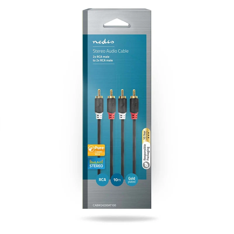 Stereo-Audiokabel 2x RCA Male - 2x RCA Male - Verguld