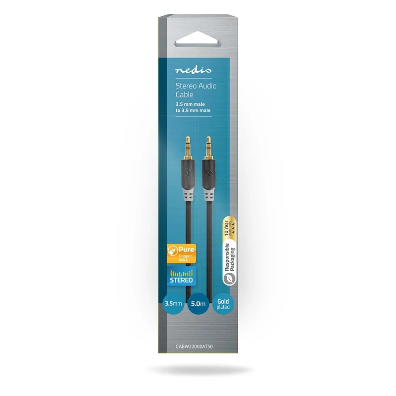 Stereo-Audiokabel 3,5 mm Male - 3,5 mm Male - Verguld