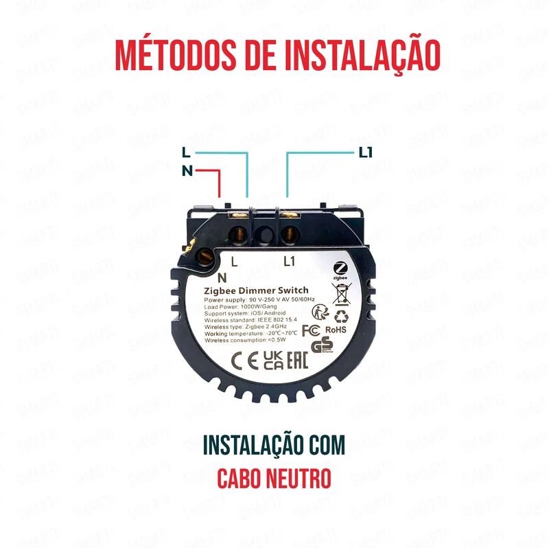 Smartify vPRO Módulo Dimmer de 1 canal Inteligente Zigbee (com neutro) c/ teclas de regulação - SYPM1DZB