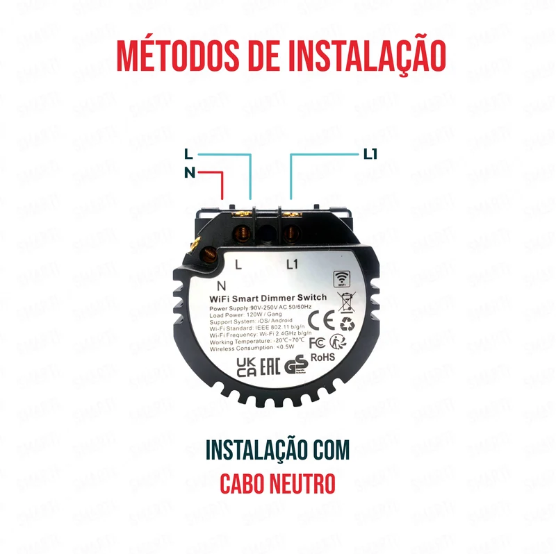 Smartify vPRO Módulo Dimmer de 1 canal Inteligente Wifi (com neutro) c/ teclas de regulação - SYPM1DWF