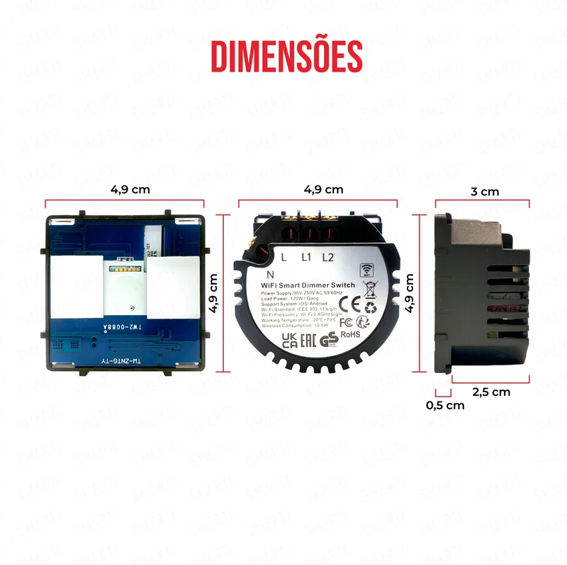 Smartify vPRO Módulo Dimmer de 2 canais Inteligente Wifi (com neutro) - SYPM2DWF