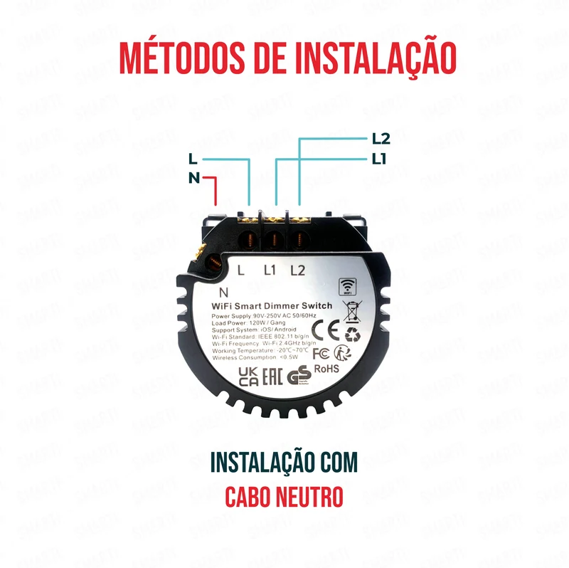 Smartify vPRO Módulo Dimmer de 2 canais Inteligente Wifi (com neutro) - SYPM2DWF