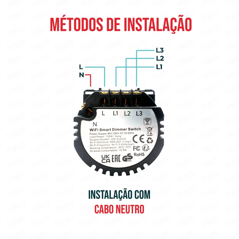Smartify vPRO Módulo Dimmer de 3 canais Inteligente Wifi (com neutro) - SYPM3DWF