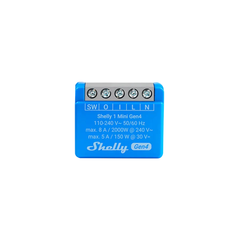 Shelly 1 Mini Gen4 - Módulo para Interruptor 1 botão ou Portão de Garagem 8A WiFi/BT/Zigbee