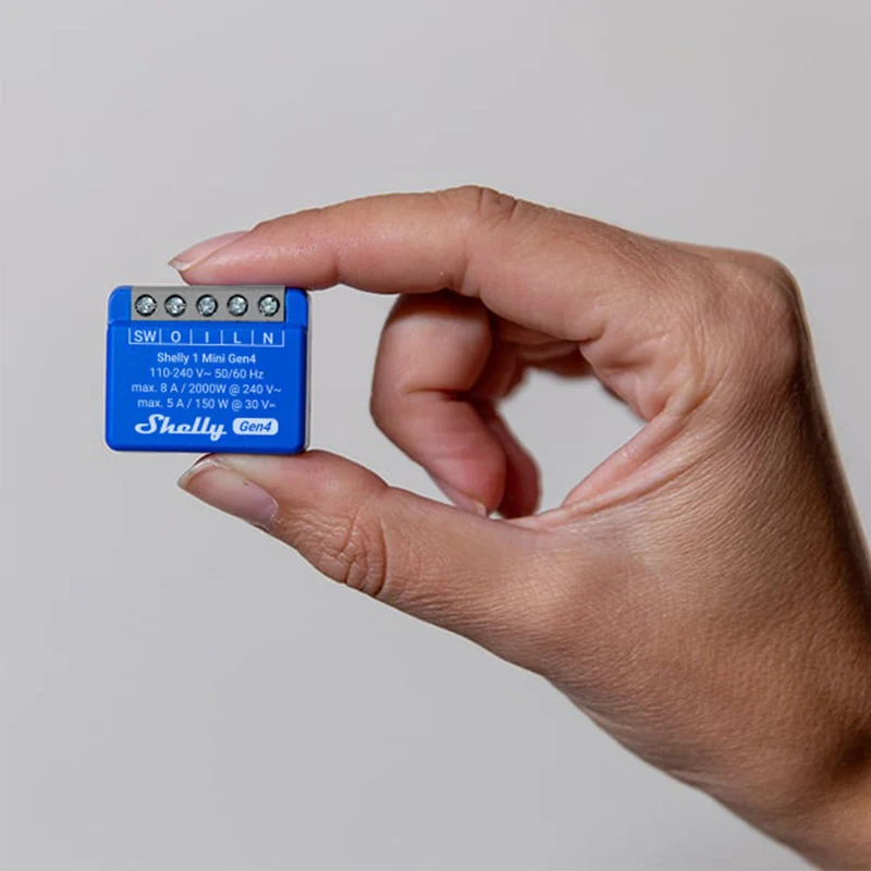 Shelly 1 Mini Gen4 - Módulo para Interruptor 1 botão ou Portão de Garagem 8A WiFi/BT/Zigbee