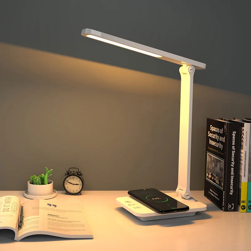 Lippa LED skrivebordslampe med trådløs opladning, Hvid