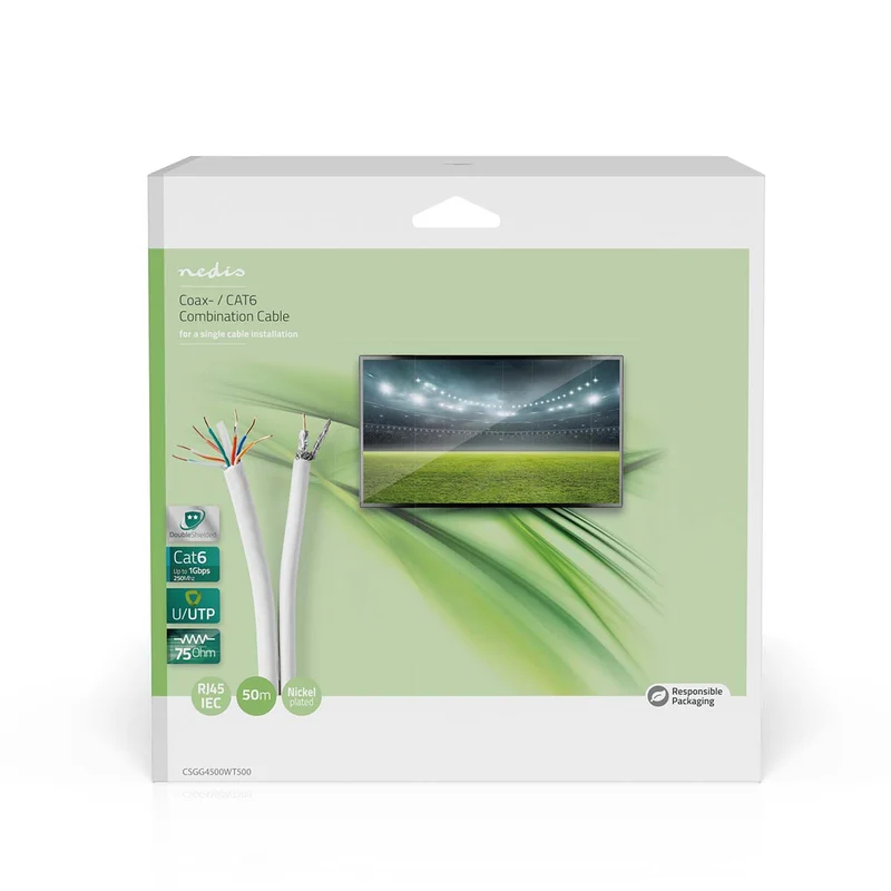 IEC (Coax) CAT6 Combikabel op rol RG58 - 75 Ohm - Drievoudig Afgeschermd