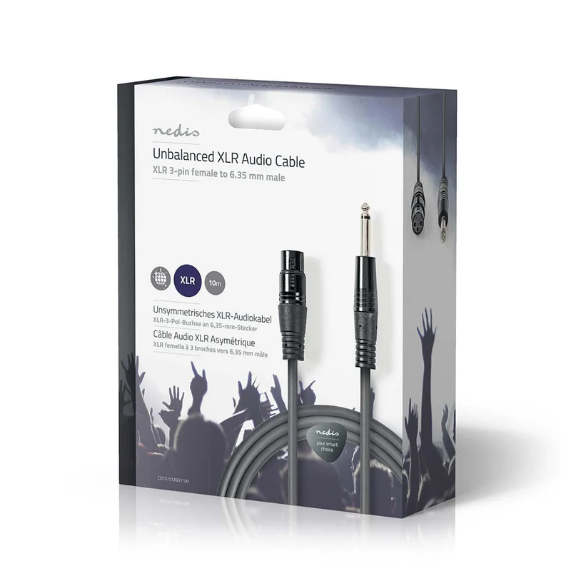 Ongebalanceerde Audiokabel XLR 3-Pins Female - 6,35 mm Male - Vernikkeld