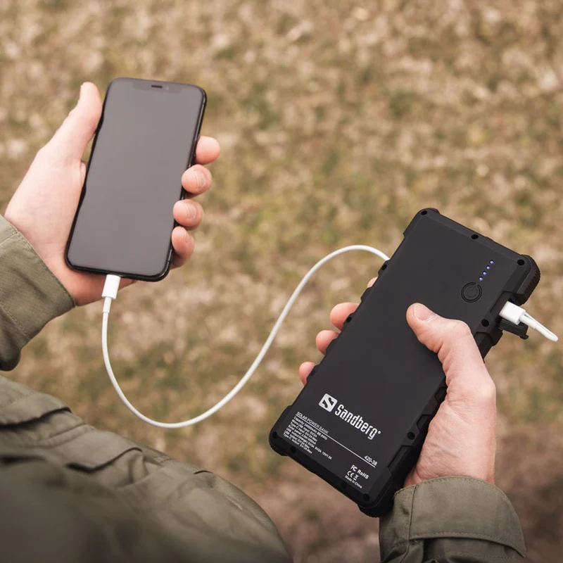 Sandberg 24.000 mAh Outdoor Solcelle Powerbank, Sort