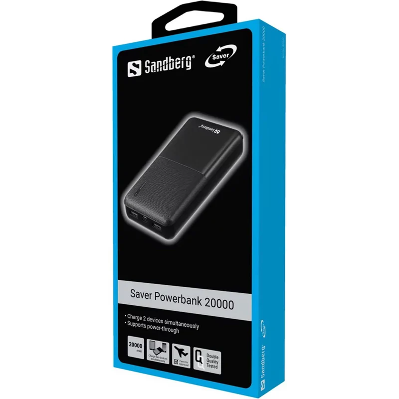 Sandberg Saver 20.000 mAh Powerbank, Sort