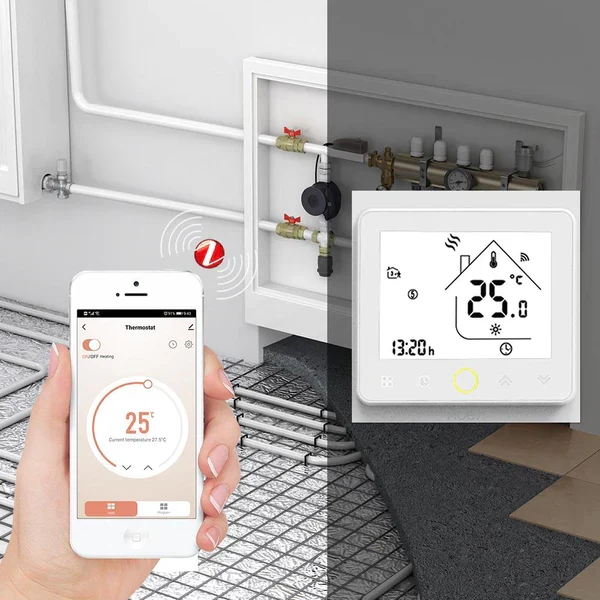 Moes Termostato Inteligente para Piso Radiante Eléctrico Smart WiFi Branco