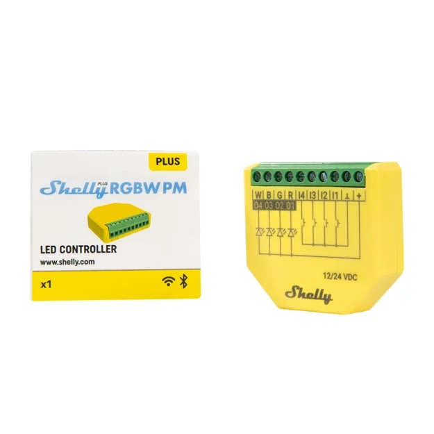 Shelly Plus RGBW PM - Módulo para Fita de Leds WiFi/BT