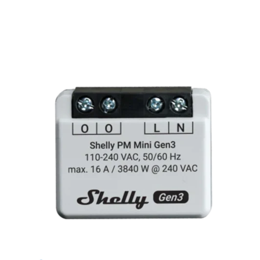 Shelly PM Mini Gen3 - Módulo para tomada com monitorização do consumo de energia 16A WiFi/BT