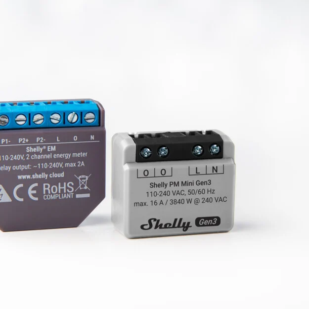 Shelly PM Mini Gen3 - Módulo para tomada com monitorização do consumo de energia 16A WiFi/BT