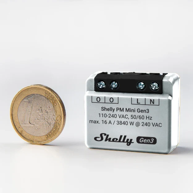 Shelly PM Mini Gen3 - Módulo para tomada com monitorização do consumo de energia 16A WiFi/BT
