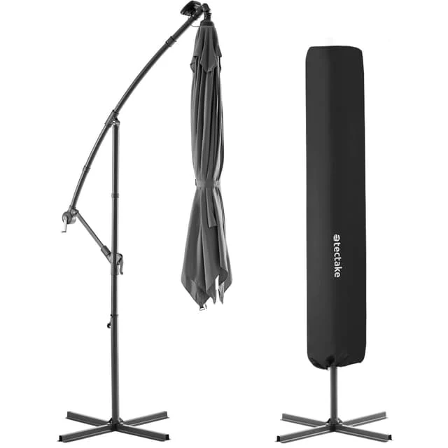 Sunna LED-Solar Parasol with Crank 2.5 x 2.5 m, Light Gray