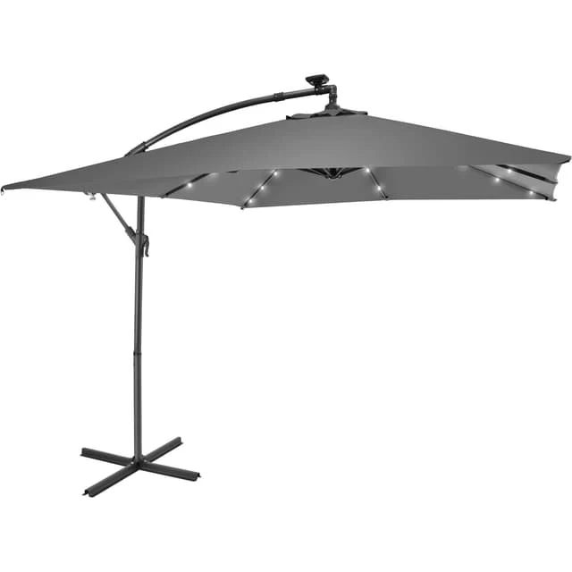Sunna LED-Solar Parasol with Crank 2.5 x 2.5 m, Light Gray
