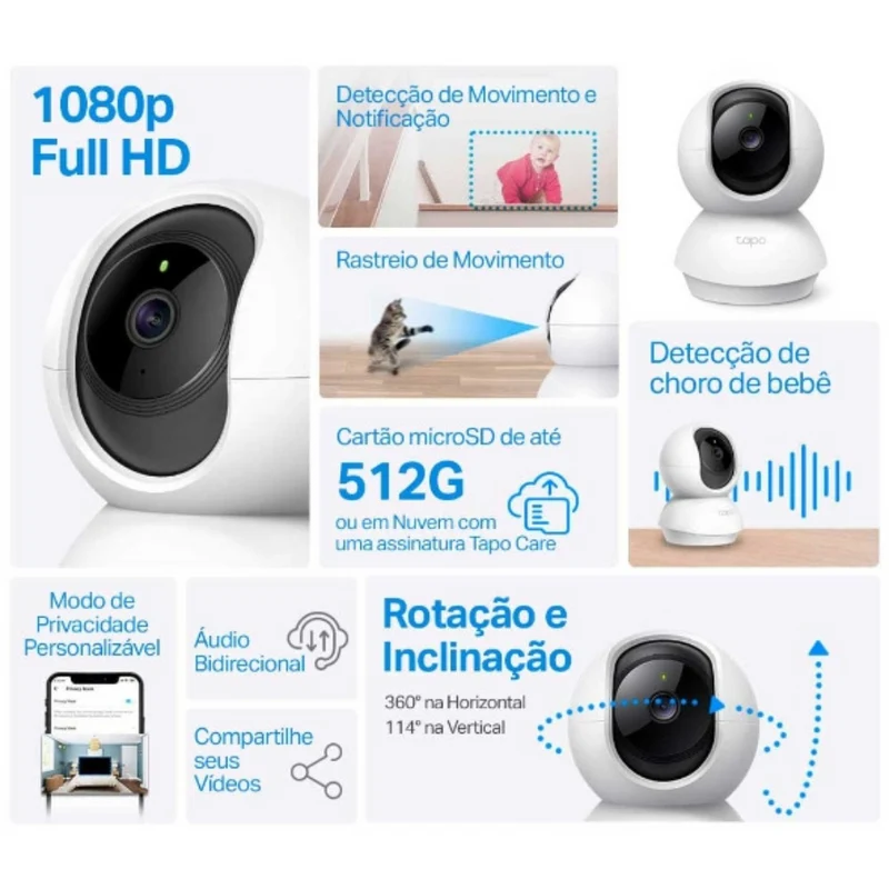 TP-Link TAPO TC70 Câmara inteligente IP (WiFi) Motorizada Pan/Tilt 1080p