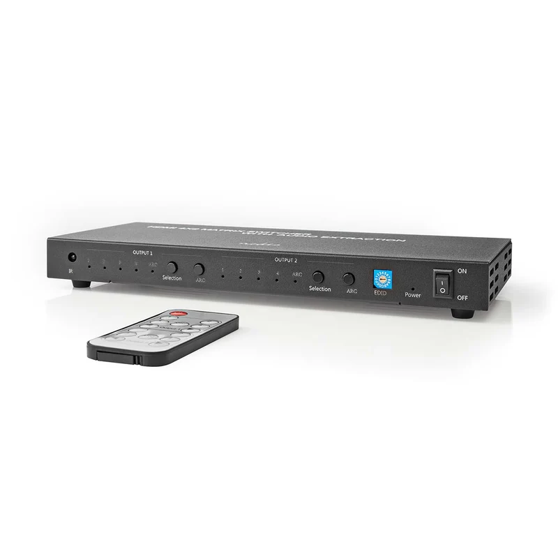 HDMI™ Matrix-Switch 4 x 2-Poorts poort(en) - 4x HDMI™ Input - 2x 3.5 mm / 2x HDMI™ Output / 2x TosLink