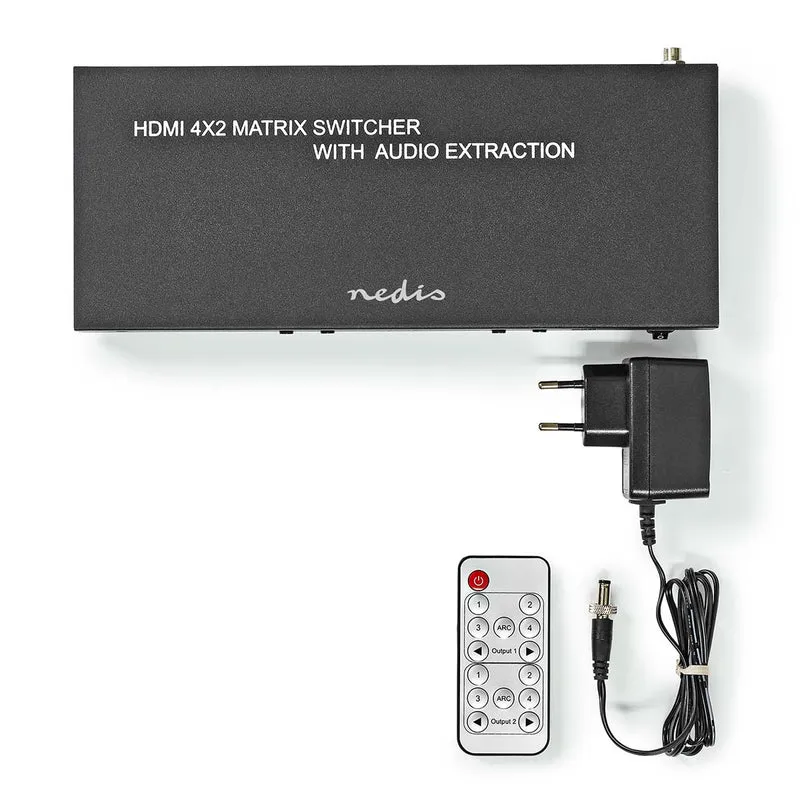 HDMI™ Matrix-Switch 4 x 2-Poorts poort(en) - 4x HDMI™ Input - 2x 3.5 mm / 2x HDMI™ Output / 2x TosLink