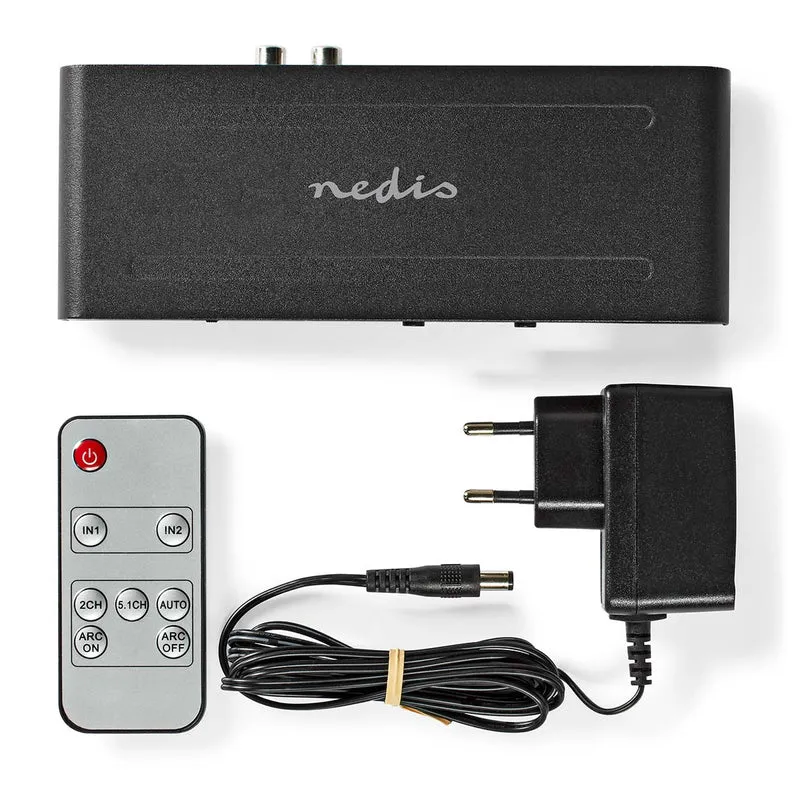 HDMI™-Extractor 2x HDMI™ Input - TosLink Female / 1x 3.5 mm Audio Out / 1x HDMI™ Output / 2x RCA - Maximale resolutie: 4K@60Hz