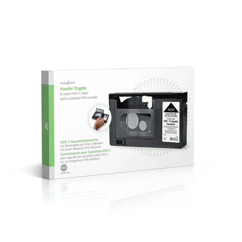 VHS-Converter Conversie: VHS-C naar VHS - Plug and play - Zwart