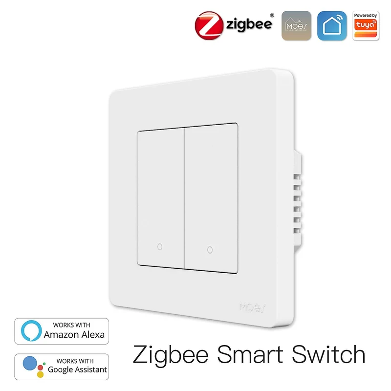 MOES Interruptor de 2 Botões Zigbee - Série Star Ring