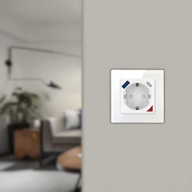 Tomada Inteligente Embutida 16A 3500W WiFi + USB-C e USB-A Smartify - Branco