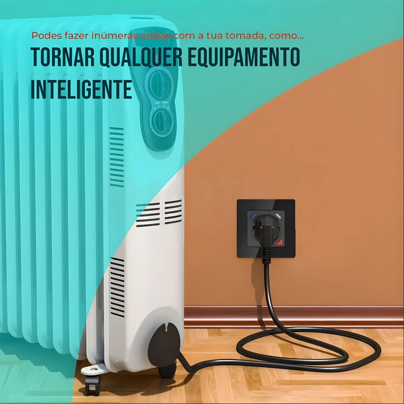 Tomada Inteligente Embutida 16A 3500W WiFi + USB-C e USB-A Smartify - Preto