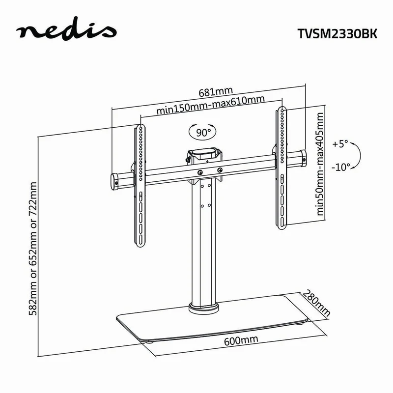 Draai- en Kantelbare TV-Standaard 32 - 65" - Maximaal schermgewicht: 45 kg - Kantelbaar
