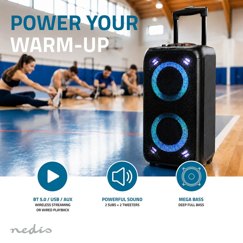 Bluetooth® Party Speaker Batterij 1 werkingstijd standaard verbruik: 300 min - 240W - Handvat